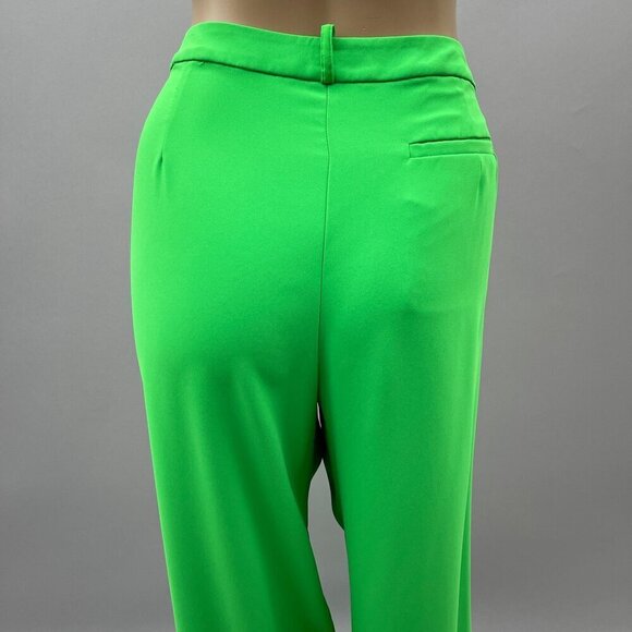 AMANDA UPRICHARD Wallace Pleated Straight Leg Pant Grass Green Polyester‎ Size L - Picture 7 of 15